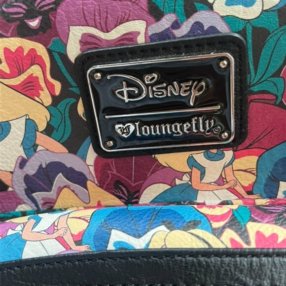 Loungefly Alice in Wonderland Wild Flowers Mini Backpack Pre-Owned W/Heart Logo - Picture 14 of 15